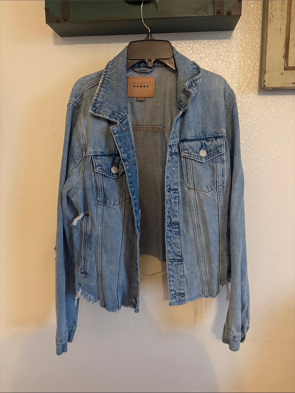 Nordstrom Light Blue Distressed Denim Jacket